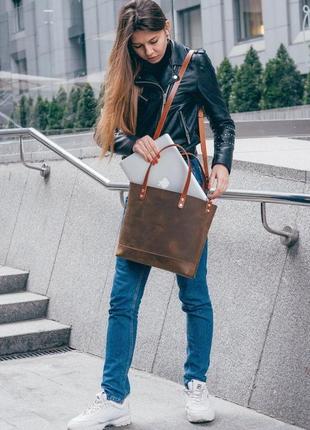 Жіноча сумка-шоппер з шкіри/ повсякденна шкіряна сумка6 фото