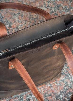Женская сумка-шоппер из кожи/ повседневная кожаная сумка4 фото