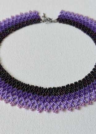 Фиолетовое ожерелье из бисера силянка10 фото