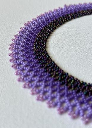 Фиолетовое ожерелье из бисера силянка9 фото