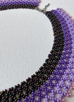 Фиолетовое ожерелье из бисера силянка2 фото