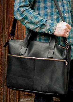 Деловая черная кожаная мужская сумка. повседневная кожаная сумка1 фото