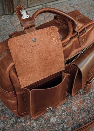 Мужской кожаный саквояж для путешествий. кожаная дорожная сумка.6 фото