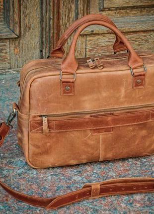 Мужской кожаный деловой портфель, повседневная сумка кожаная для ноутбука