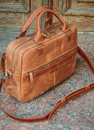 Мужской кожаный  деловой портфель повседневная сумка для ноутбука4 фото