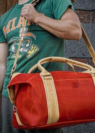 Спортивная мужская кожаная сумка, дорожная сумка7 фото