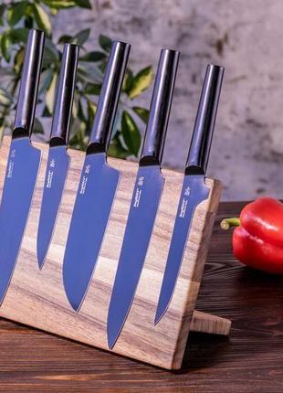 Магнітна дерев'яна дошка підставка для ножів кухонна досточка для нарізки подачі з гравіруванням3 фото