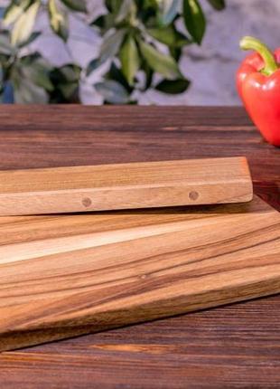 Магнітна дерев'яна дошка підставка для ножів кухонна досточка для нарізки подачі з гравіруванням7 фото