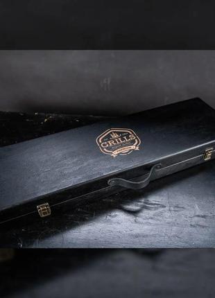 Шашлычный набор-комплект шампуров на 6 шт на подарок "grills g10" черный4 фото