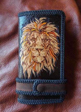 Тревел гаманець, чоловічий гаманець, чоловіче портмоне лев
