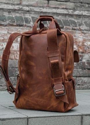Мужской кожаный рюкзак для ноутбука, коричневый рюкзак для ручной клади9 фото