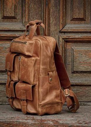 Чоловічий шкіряний рюкзак для ноутбука, коричневий рюкзак для ручної поклажі