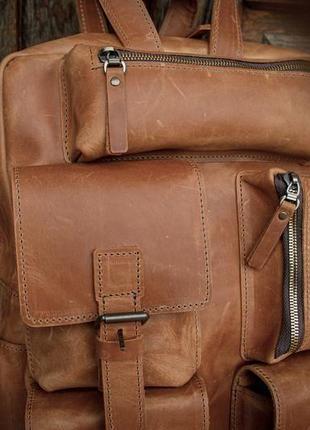 Мужской кожаный рюкзак для ноутбука, коричневый рюкзак для ручной клади5 фото
