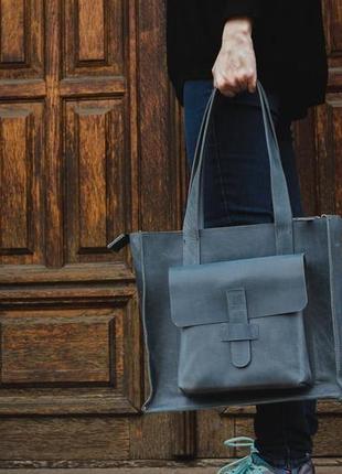 Женская кожаная сумка, повседневная сумка  шоппер4 фото