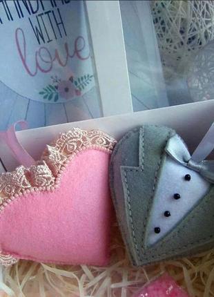 Новогодний набор игрушек " парочка" в подарочной коробке.