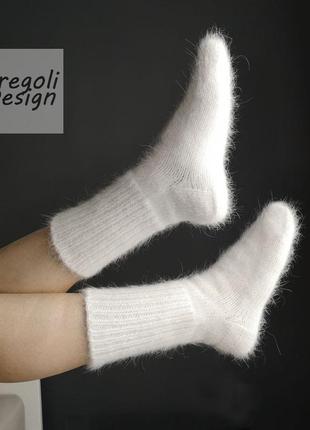 Вязаные пушистые мужские унисекс носки ангора кролик3 фото