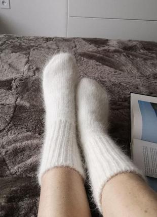 Вязаные пушистые мужские унисекс носки ангора кролик4 фото
