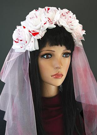 Украшение на голову хэллоуин кровавая невеста 9174