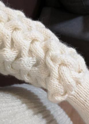 Женский зимний теплый свитер оверсайз альпака меринос белый бежевый8 фото