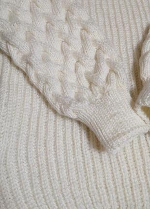 Женский зимний теплый свитер оверсайз альпака меринос белый бежевый9 фото