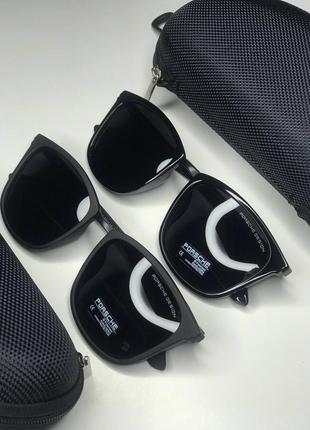 Мужские солнцезащитные очки porsche черные матовые polarized порше квадратные антибликовые поляризованные4 фото