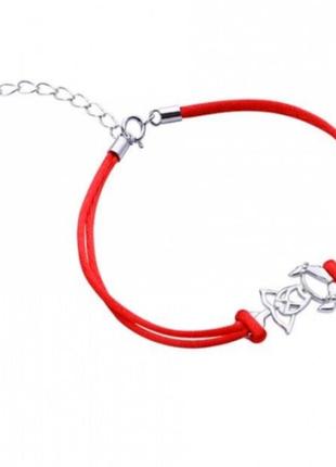 Серебряный браслет с красной нитью, девочка, 925, серебро2 фото