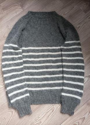 Мужской вязаный свитер джемпер ангора пушистый кролик