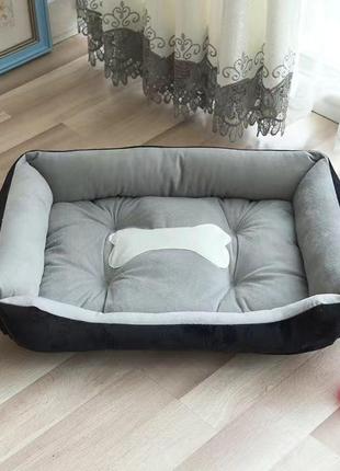 Лежак для собак с прикусной веревкой pet style "косточка" черный 50х401 фото
