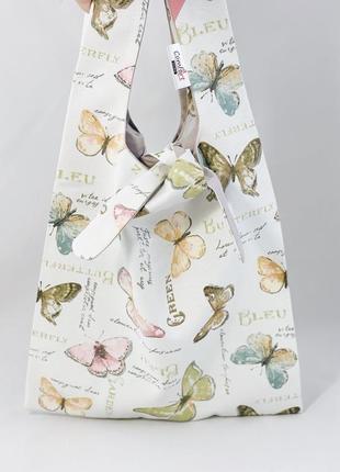 Еко-сумка. пляжна сумка. сумка для покупок, шоппер, авоська, торба. метелики. тканинна сумка.1 фото