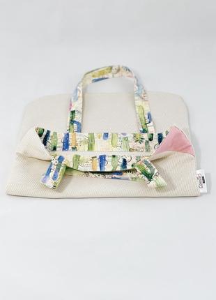 Еко-сумка. пляжна сумка. сумка для покупок, шоппер, авоська, торба. бежева. тканинна сумка.3 фото