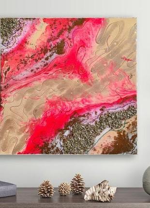 Розовая смола 1, картина 50x50 см