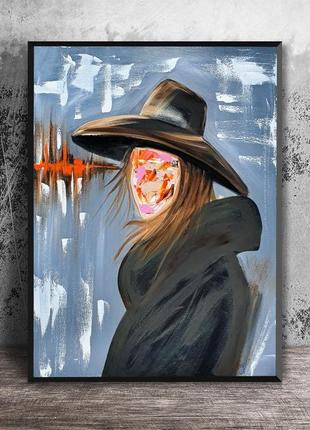 Девушка в шляпе, картина 60x50x2 см1 фото