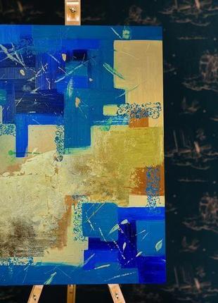 Синий кубизм, картина 100x70х2 см4 фото