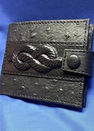 Чорний шкіряний гаманець "канат"2 фото