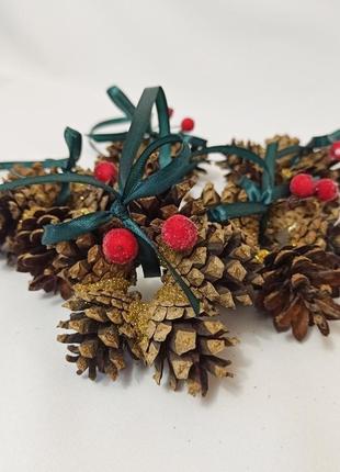 Новогодний декор, набор ёлочных украшений из натуральных шишек3 фото