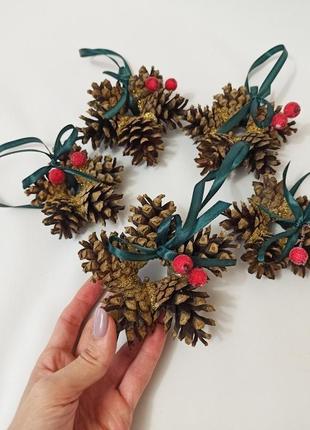 Новогодний декор, набор ёлочных украшений из натуральных шишек2 фото
