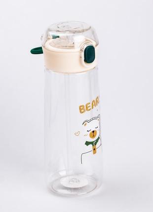 Бутылка для воды детская 600 мл с трубочкой зелёная2 фото