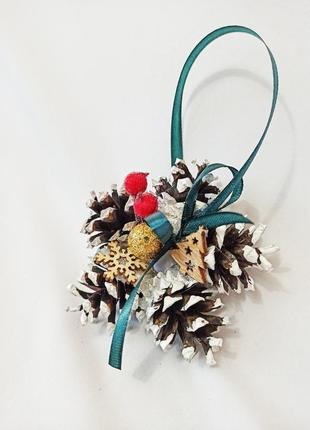 Різдвяний декор, ялинкові прикраси з натуральних шишок і ягід, 1 шт1 фото