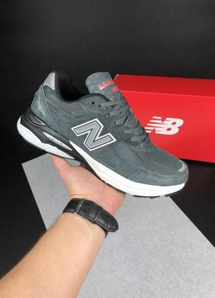 Чоловічі кросівки  new balance 990   темно сірі з білим5 фото