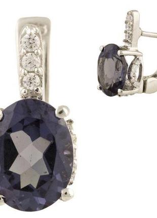 Срібні сережки ogosilver з натуральним аметистом 3.925ct (0866130)