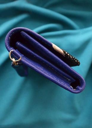 Синий женский кожаный кошелек-клатч2 фото