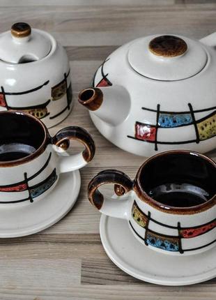 Чайний набір на 2 особи декор "ґаларетка" кольоровий4 фото