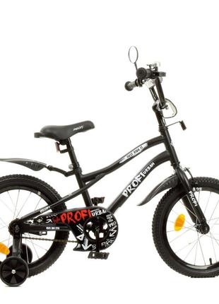 Велосипед дитячий prof1 y16252-1 16 дюймів, чорний2 фото