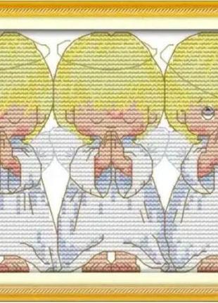 Набор для вышивания по нанесённой на канву схеме "the pray little angels 2". aida 14ct printed, 20*16 см1 фото