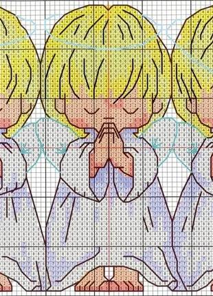 Набор для вышивания по нанесённой на канву схеме "the pray little angels 2". aida 14ct printed, 20*16 см4 фото