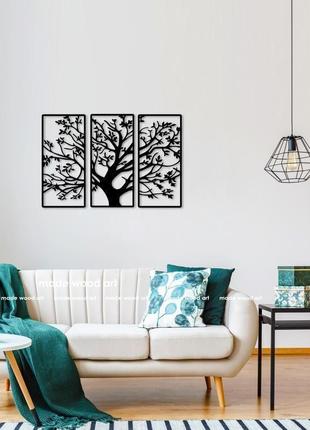 Дерев'яна картина-триптих "дерево"5 фото