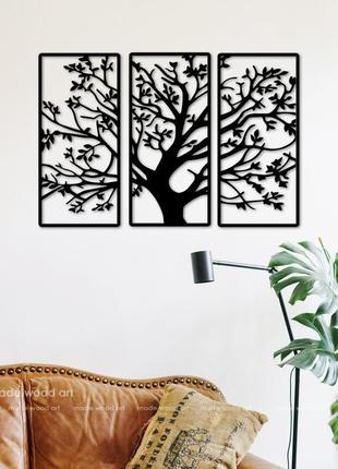 Деревянная картина-триптих "дерево"8 фото