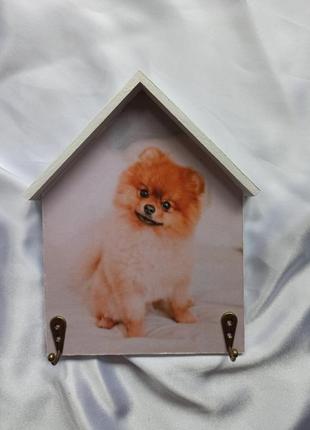 Настінна вішалка для повідця, нашийника,ключниця, подарунок собаківникові, шпіц