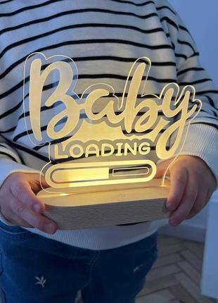 Ночник baby shower 17/13 см. с питанием от usb (5v), на натуральной деревянной подставке, device clock3 фото