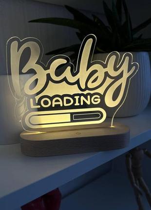 Ночник baby shower 17/13 см. с питанием от usb (5v), на натуральной деревянной подставке, device clock2 фото